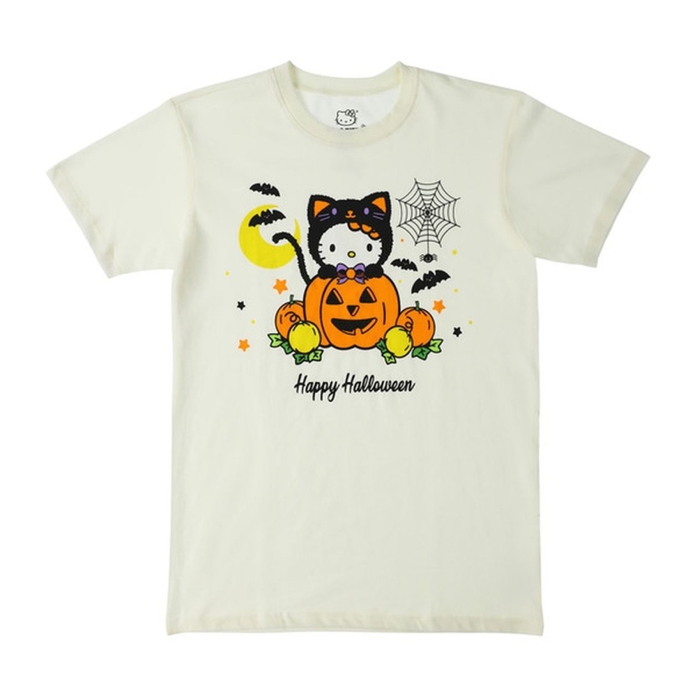 Hello Kitty Sanrio Halloween T-shirt Short Sleeve Top Tee Graphic Ivory